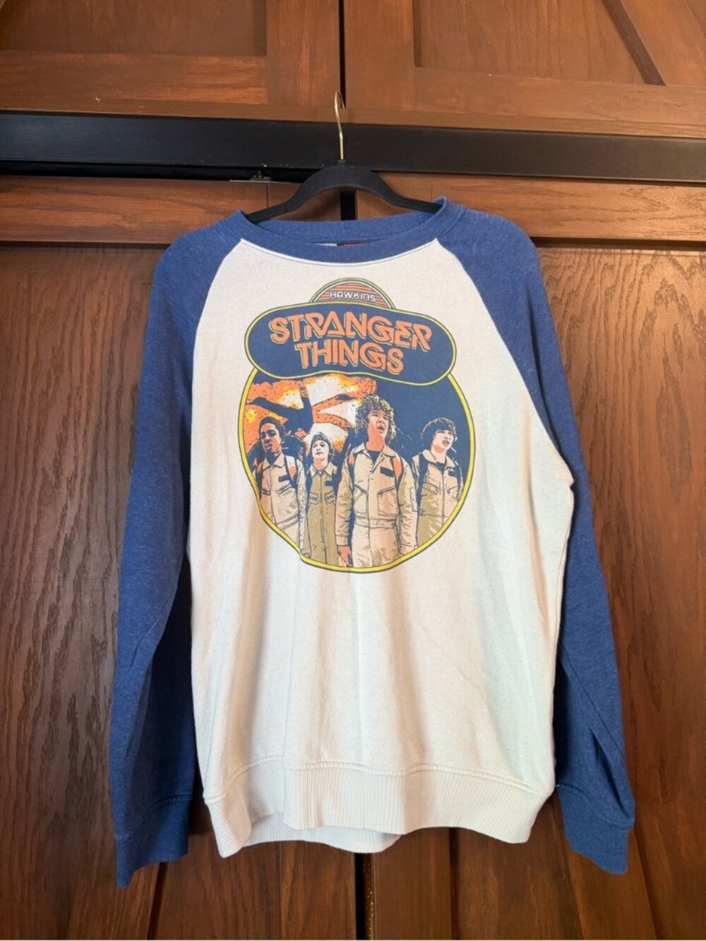 Stranger Things Netflix Graphic Raglan Crewneck Sweatshirt Size Large GUC